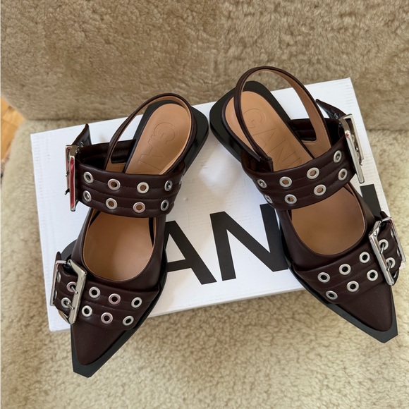 Ganni Shoes - Ganni Black and Brown Slingback Heels